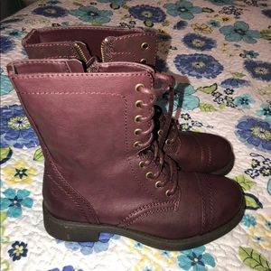 maroon combat boots